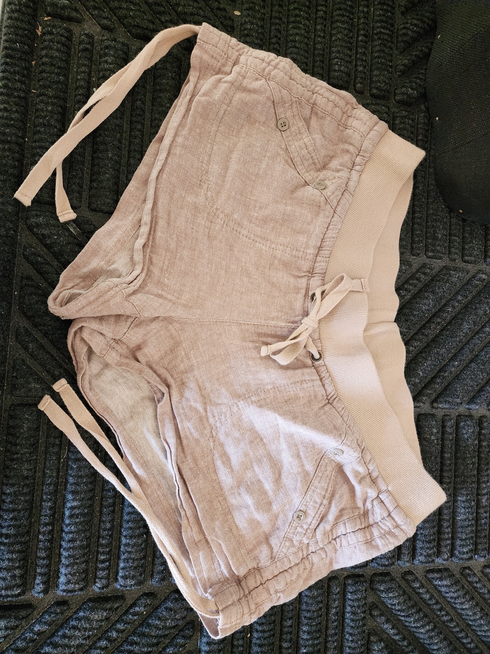 Rewind Beige Drawstring Linen-Blend Women's Shorts